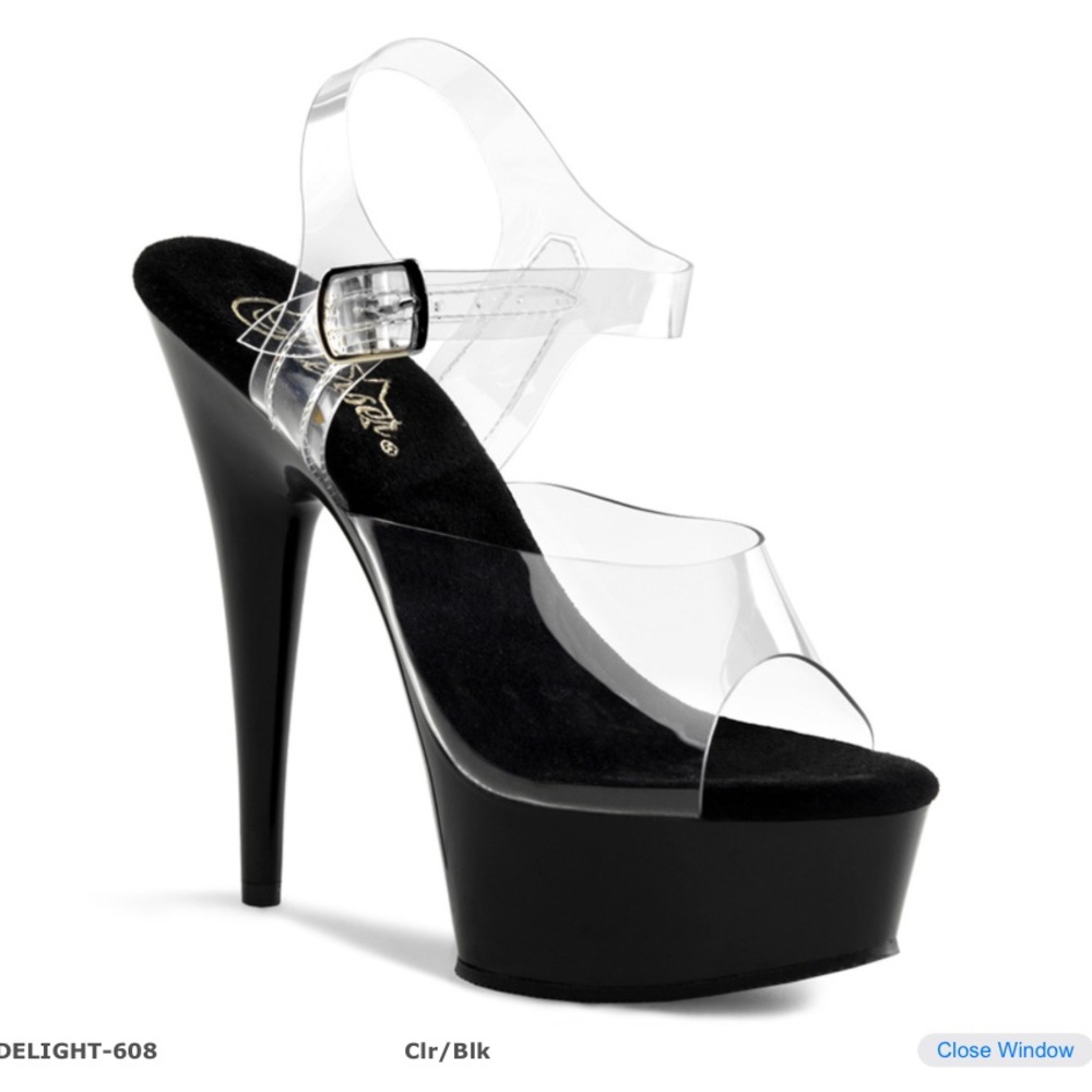 Pleaser Clear and Black Heels